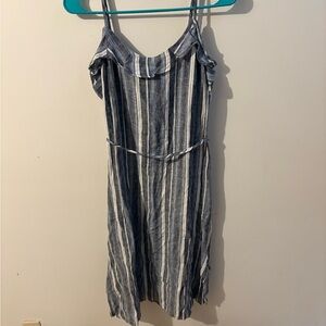 Charlie Paige Navy and White Striped Midi Dress Size Small